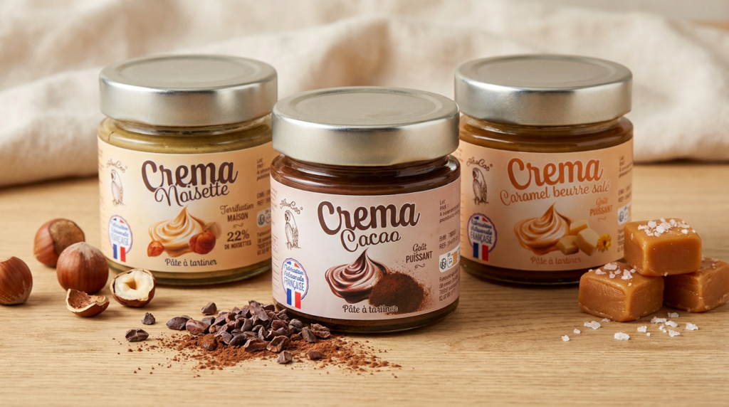 Pack de 3 pots de pâte à tartiner Crema ARACAO : Noisette, Cacao et Caramel beurre salé