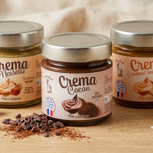 Pack de 3 pots de pâte à tartiner Crema ARACAO : Noisette, Cacao et Caramel beurre salé